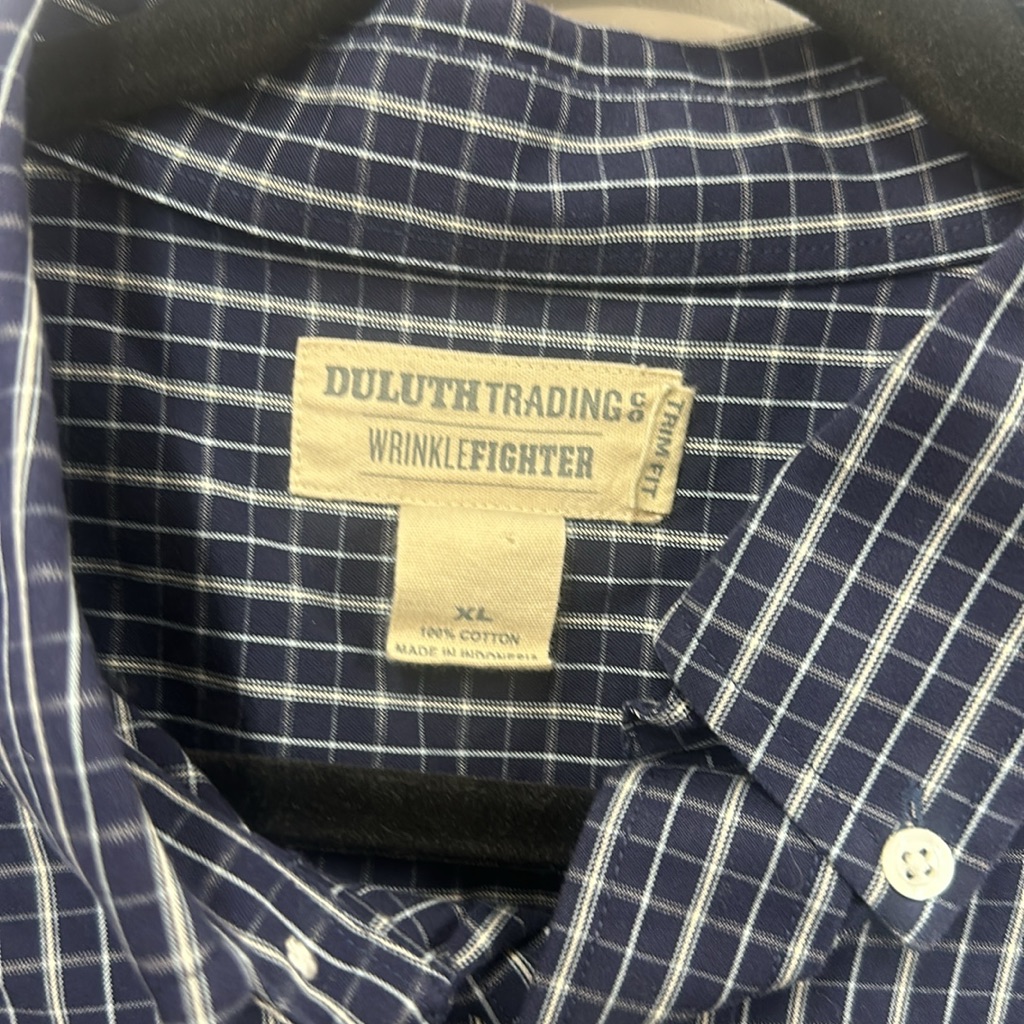 Duluth Trading Wrinkle Fighter Blue Check Long Sleeve Shirt Xl — image 2 of 4